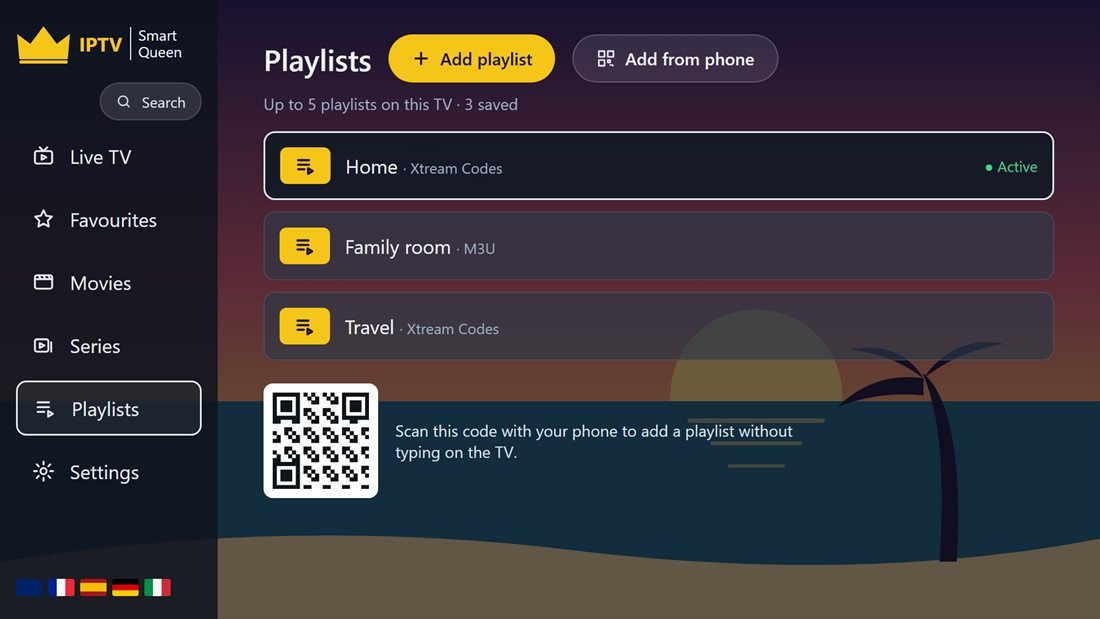 Up to 5 playlists on each TV