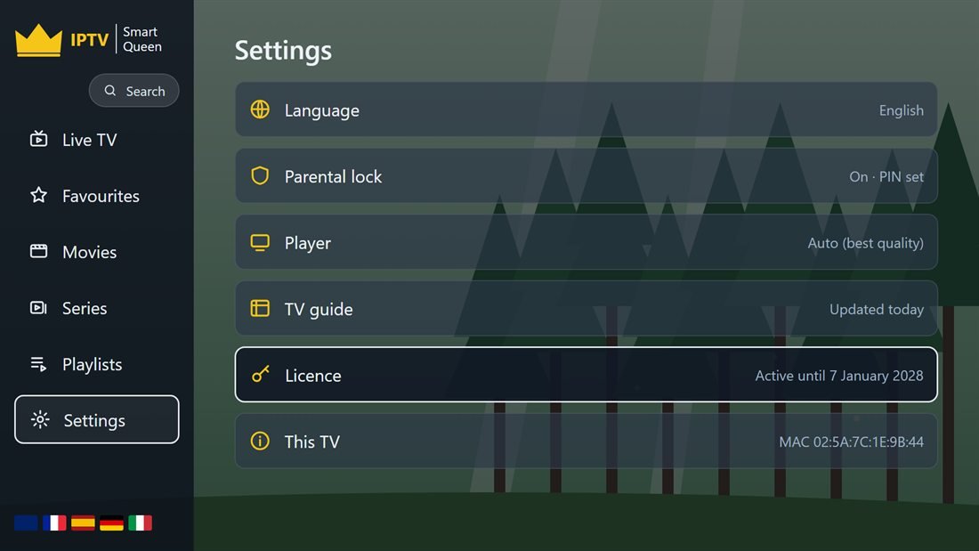 Settings and your licence